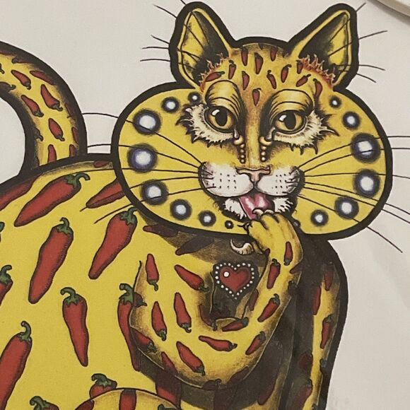 New Orleans Chili Pepper Kitty print Jamie Hayes Signed Matted 34/100 - Picture 4 of 7